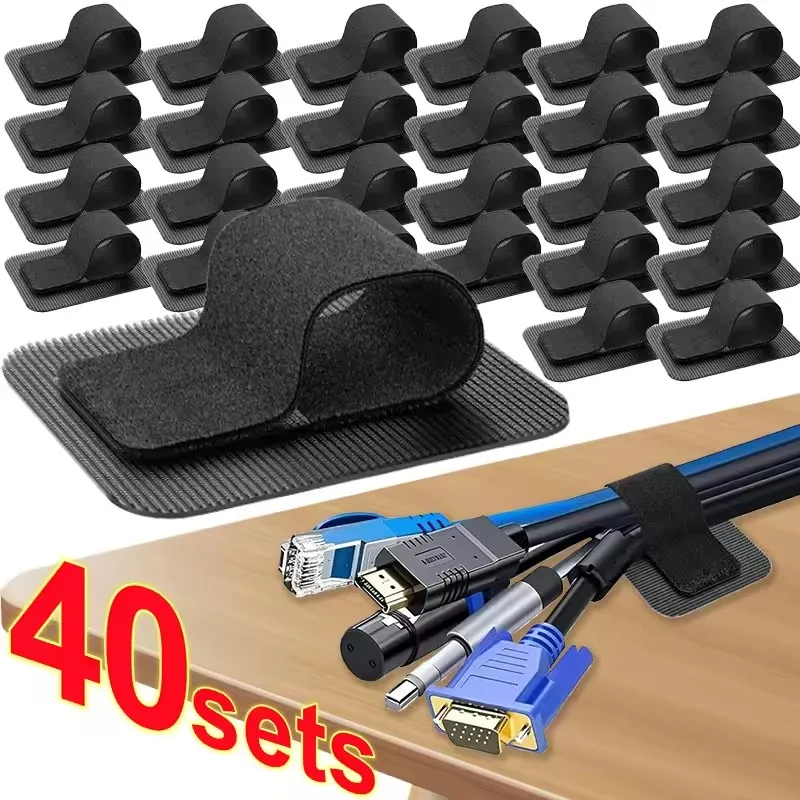 Cable Organizer - 4-40 세트: 책상 아래 케이블 정리용