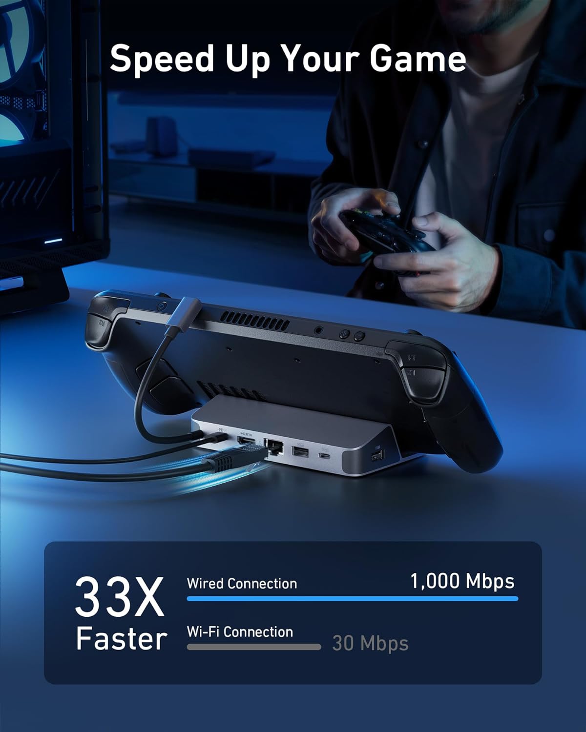 Usb Hub - 스팀덱/ROG Ally용 앵커 충전 스테이션, 6-in-1