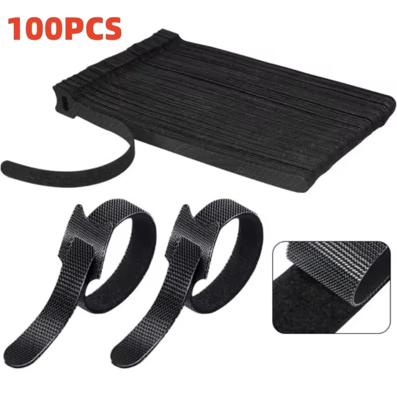 Cable Organizer - 100개입, 재사용 가능한 케이블 정리용 끈,