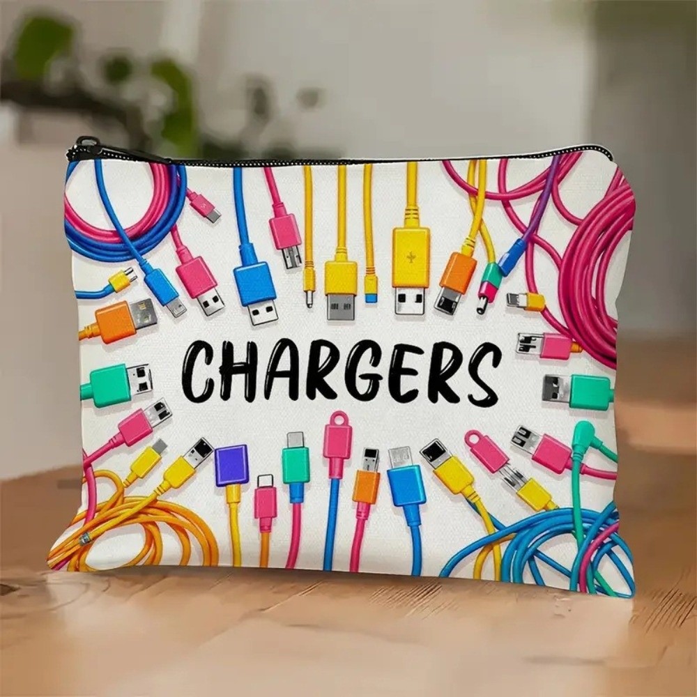 Cable Organizer - 새로운 캔버스 소재 충전기 보관 파우치,