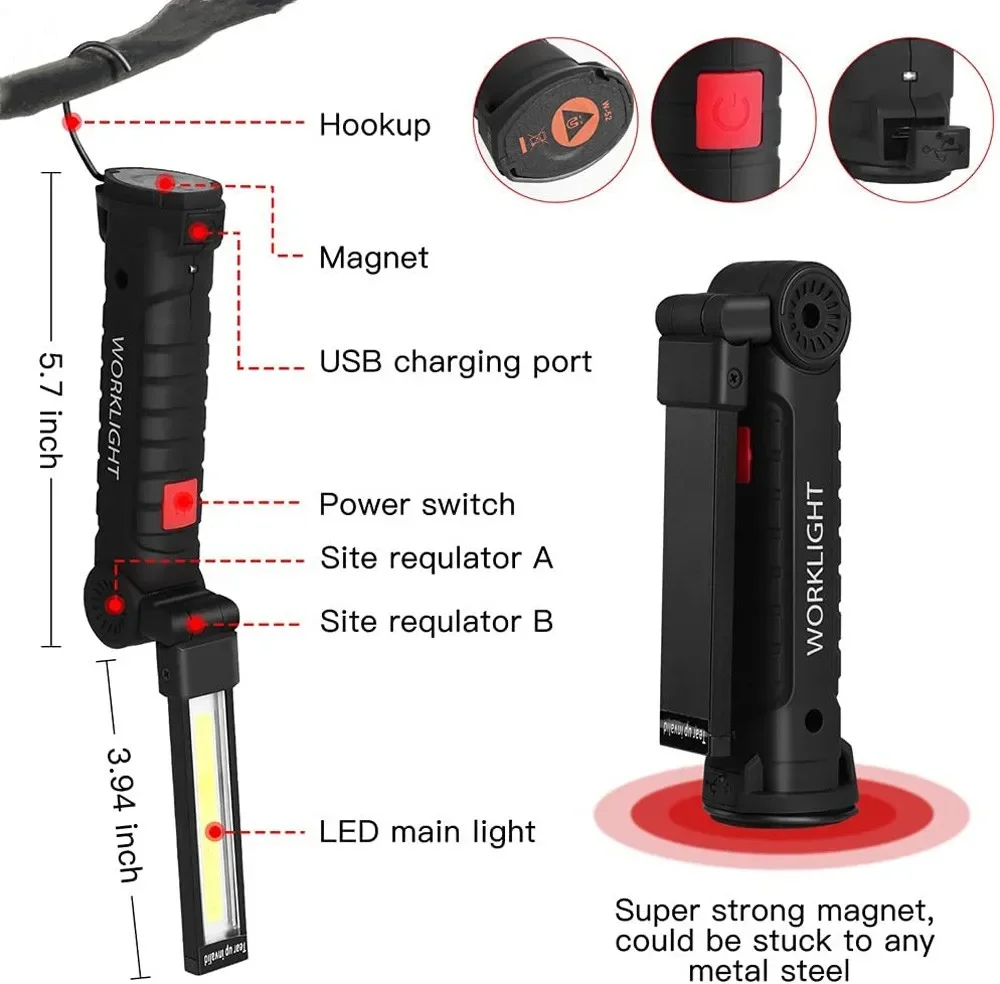 휴대용 COB LED 손전등 USB 충전식 작업 조명  - Power Bank 리뷰 및 가격