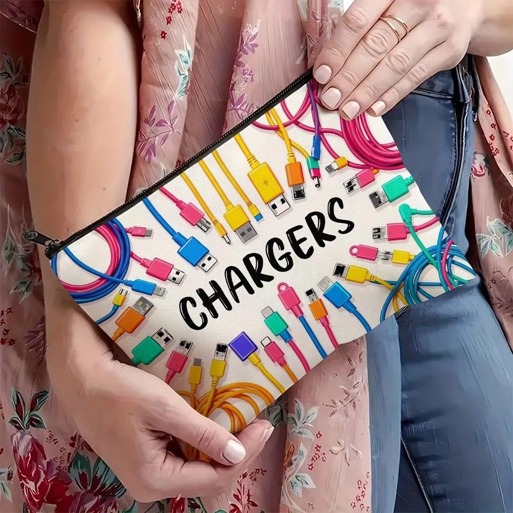 새로운 캔버스 소재의 충전기 보관 파우치, 프린트 디자 - Cable Organizer 리뷰 및 가격